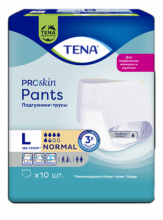 ТЕНА Pants Normal Подгузники-трусы для женщин и мужчин, L, 10 шт - фото № 1